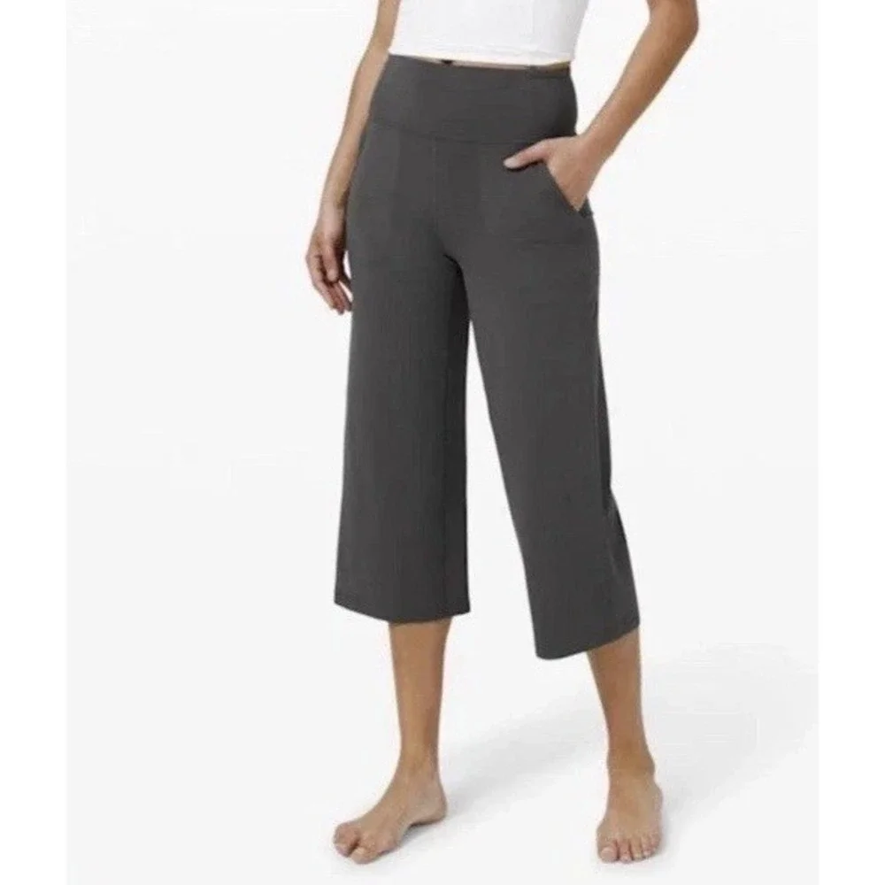 Lululemon Align Wide-Leg Super-High-Rise Crop Nulu Pants 10 NO Pilling Charcoal